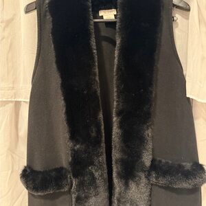 Martha Stewart Black Faux Fur Vest